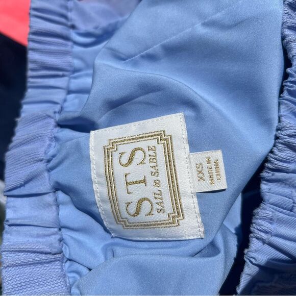 $172 Sail To Sable Polka Dotted Off The Shoulder Shirt Top Periwinkle Blue XXS - Picture 5 of 5